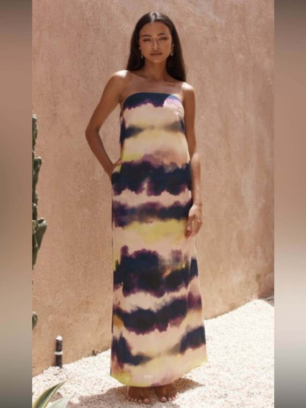 Seven Wonders Oasis dress in storm Strapless Tie-Dye Maxi Dress